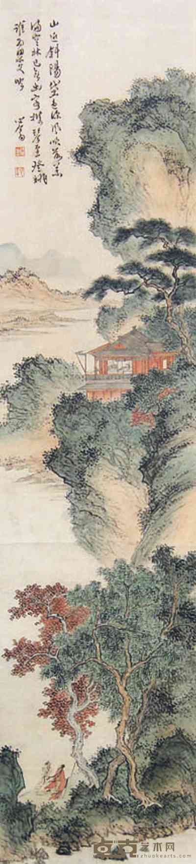 溥儒 山水 立轴 128×30cm